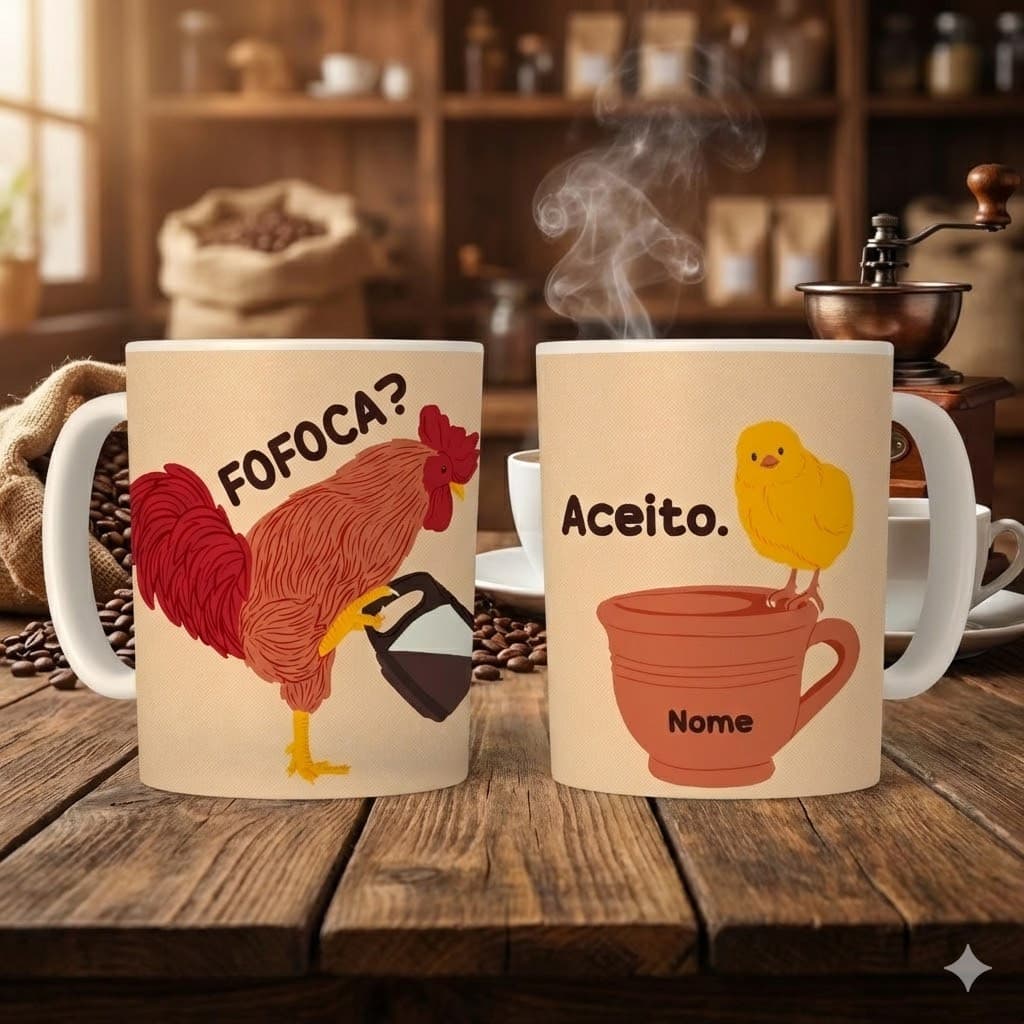 Caneca Fofoca Aceito Personalizada Galinha Engraçada Divertida Meme