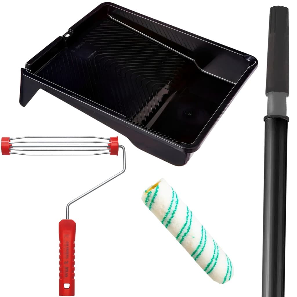 Rolo  23cm Poliamida + Suporte  Rolo  Pintura 23cm  + Bandeja Para Pintura  2,7L + Cabo Extensor 1,28m