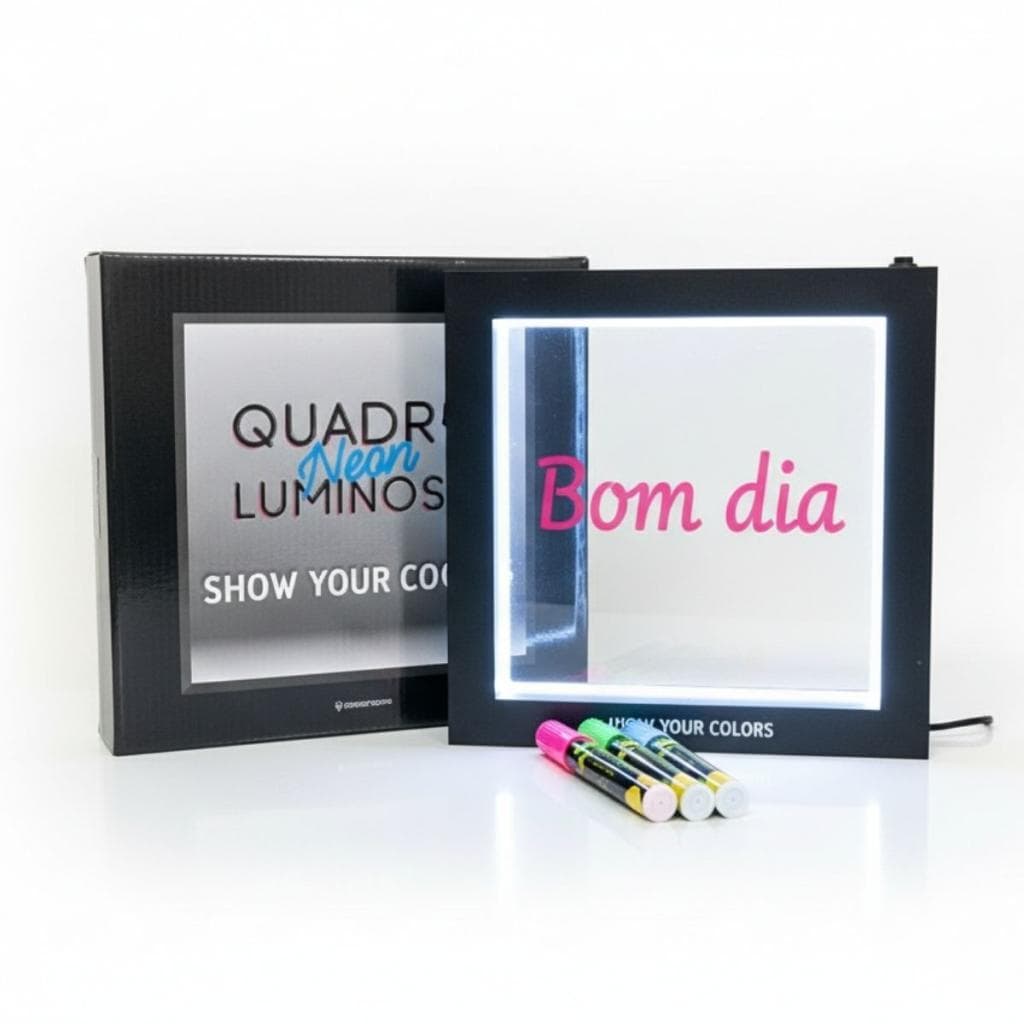Luminária Quadro Lousa Neon LED Com 3 Canetas Para Desenhos Recados Criativos Mesa Quarto Led USB A