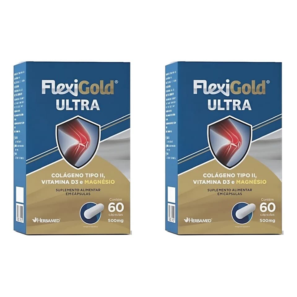Kit 2 Flexigold Ultra Colágeno Tipo 2 Vit D3 E Magnésio