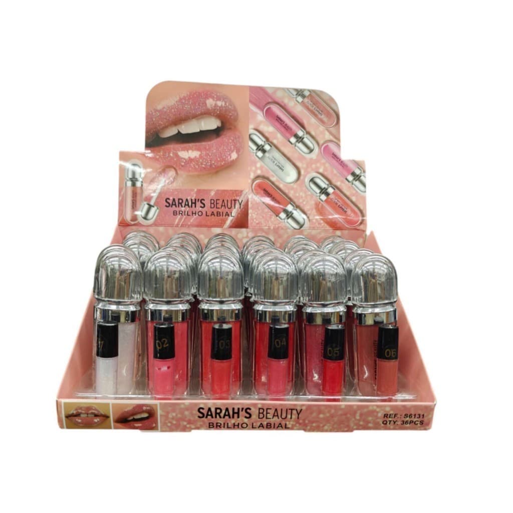 kit 6/18/12  ps Sarahs Beauty box gloss labial 6/12/16unidades acabamento brilho glitter espelhado