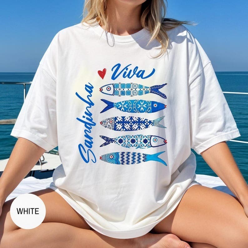 Camiseta Feminino Sardinhas Peixe Portugal Tshirt Blusa Unissex Algodão Premium Streetwear Envio Imediato