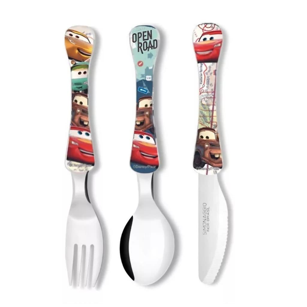 Talher Infantil Disney Carros Relampago MaQuen Inox 3 Peças