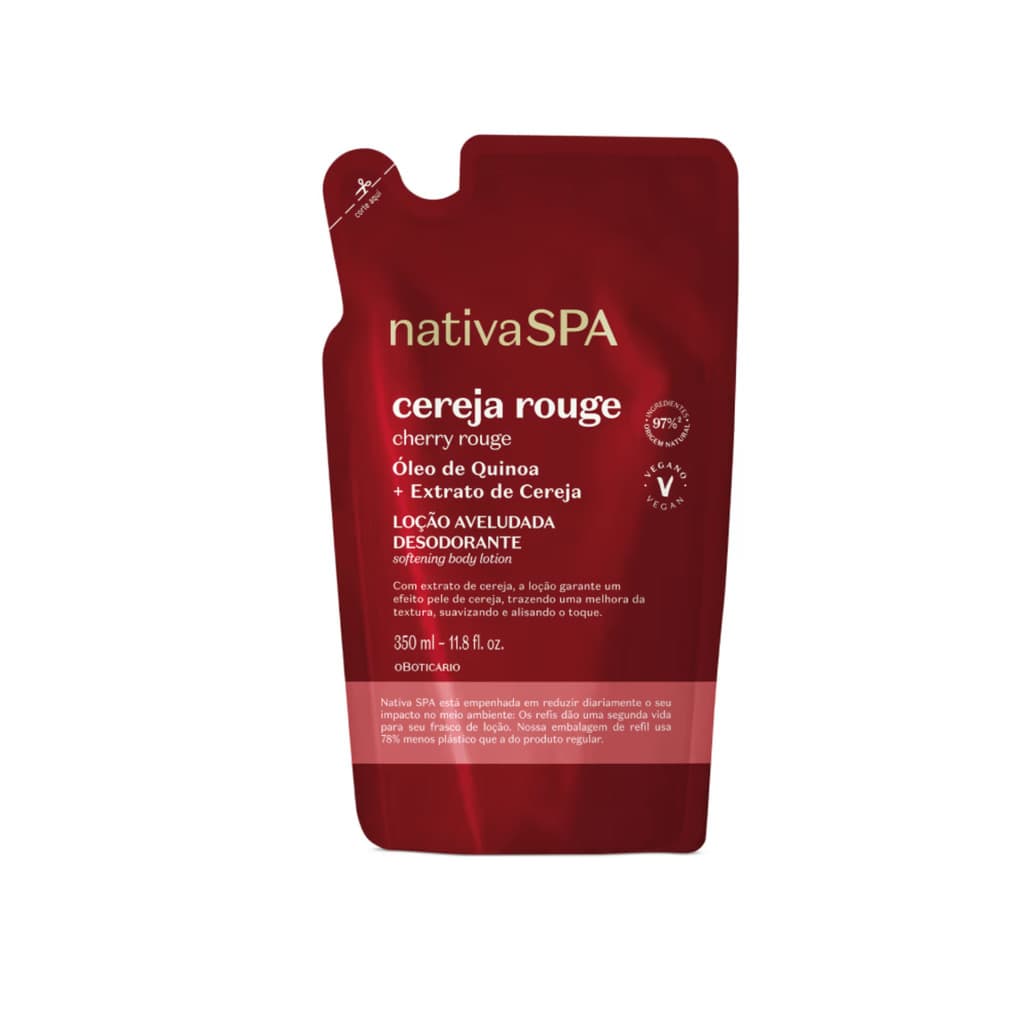 Refil Loção Aveludada Corporal Nativa Spa Cereja Rouge 350ml