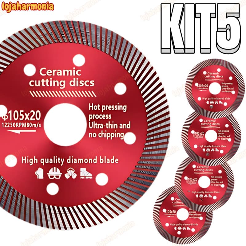 Kit 2/3/5 Disco De Corte Diamantado Para Porcelanato 105mmx20mm