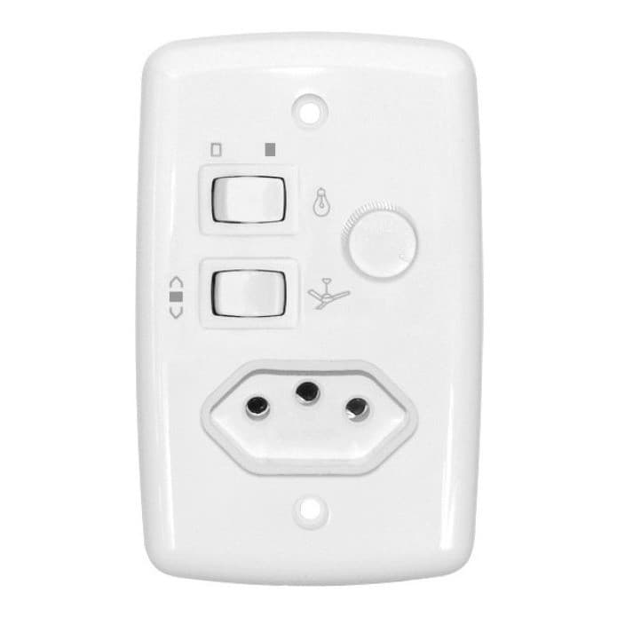 Controle de Velocidade Rotativo c/Tomada 10a p/ Ventilador de Teto Bivolt