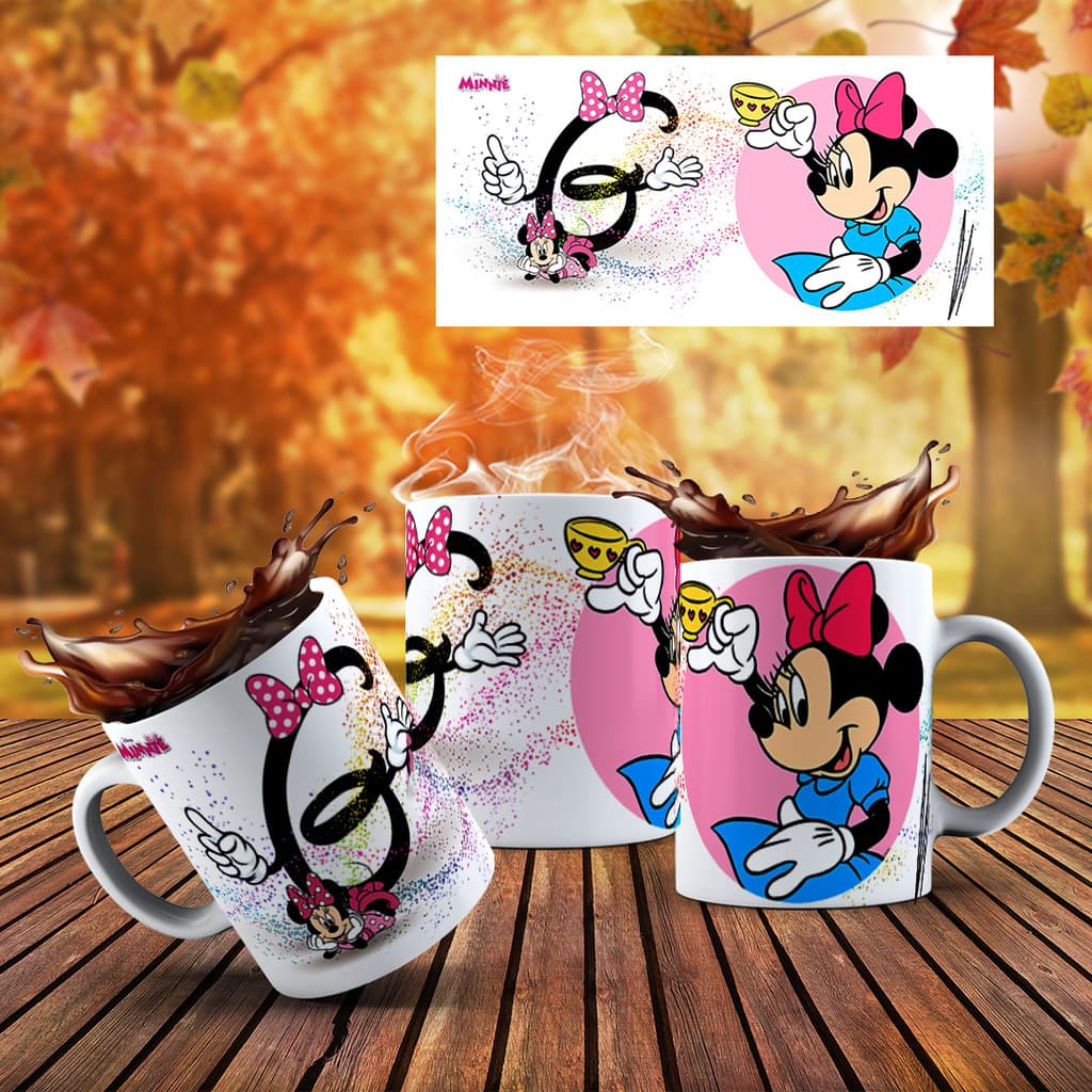 Caneca Xicara Personalizada MINNIE com nome e iniciais, temos todas iniciais 325ml