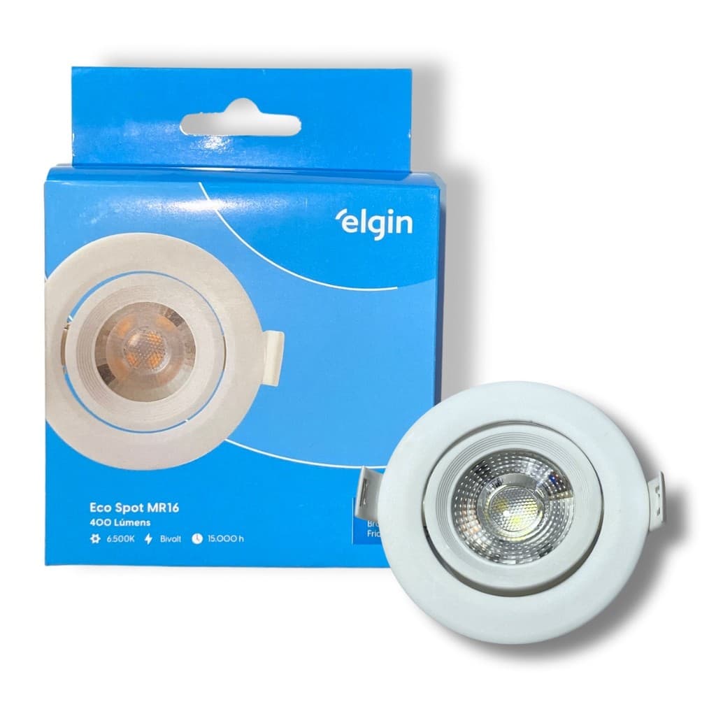 KIT 3 SPOT LED ELGIN LUMINÁRIA MR16 5W 6,500K DIRECIONÁVEL REDONDO