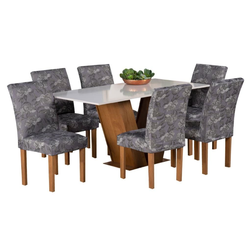 Capas Para Cadeira de Jantar 6 Lugares Malha Gel Estampada