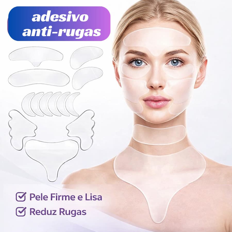 Kit 16 Peças adesivo anti rugas Reutilizável para Rosto Adesivo Fita Gel Silicone Anti-rugas Linhas Faciais