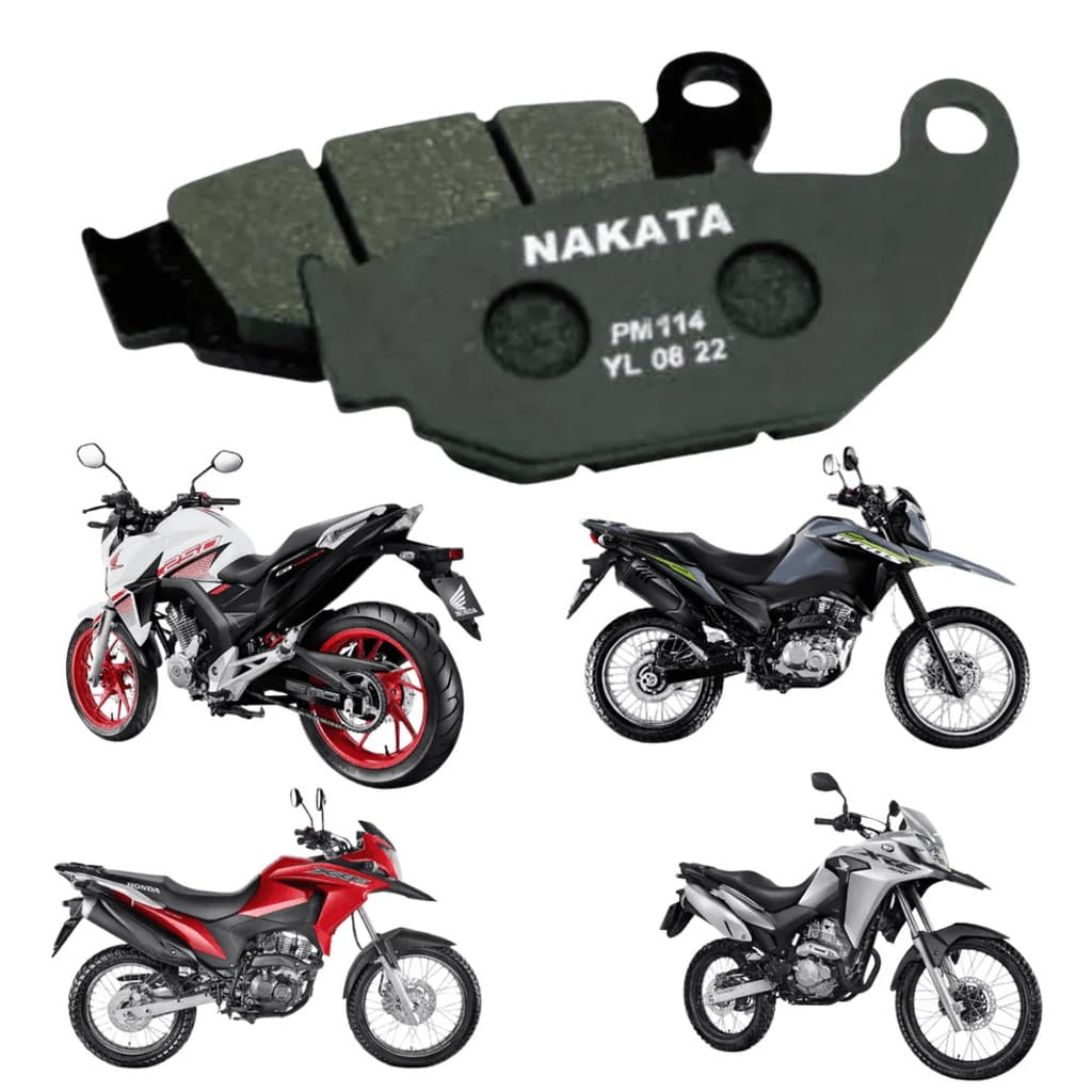 Pastilha De Freio Traseira Nakata Honda Nxr 160 Bros Esdd 2014 2015 2016 2017 2018 2019 2020 2021 2022 2023 2024 - PM114