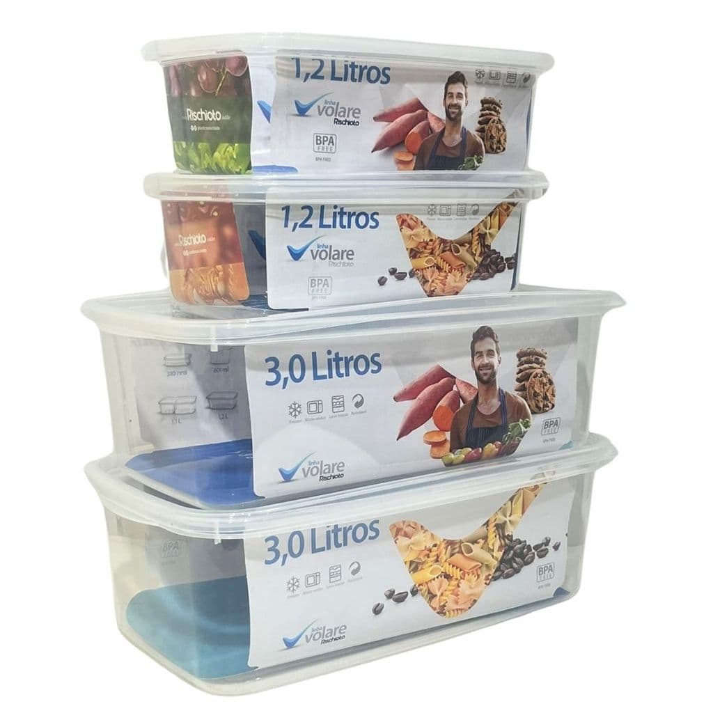 4 Potes Transparentes Volare Rischioto - Kit Penitenciária