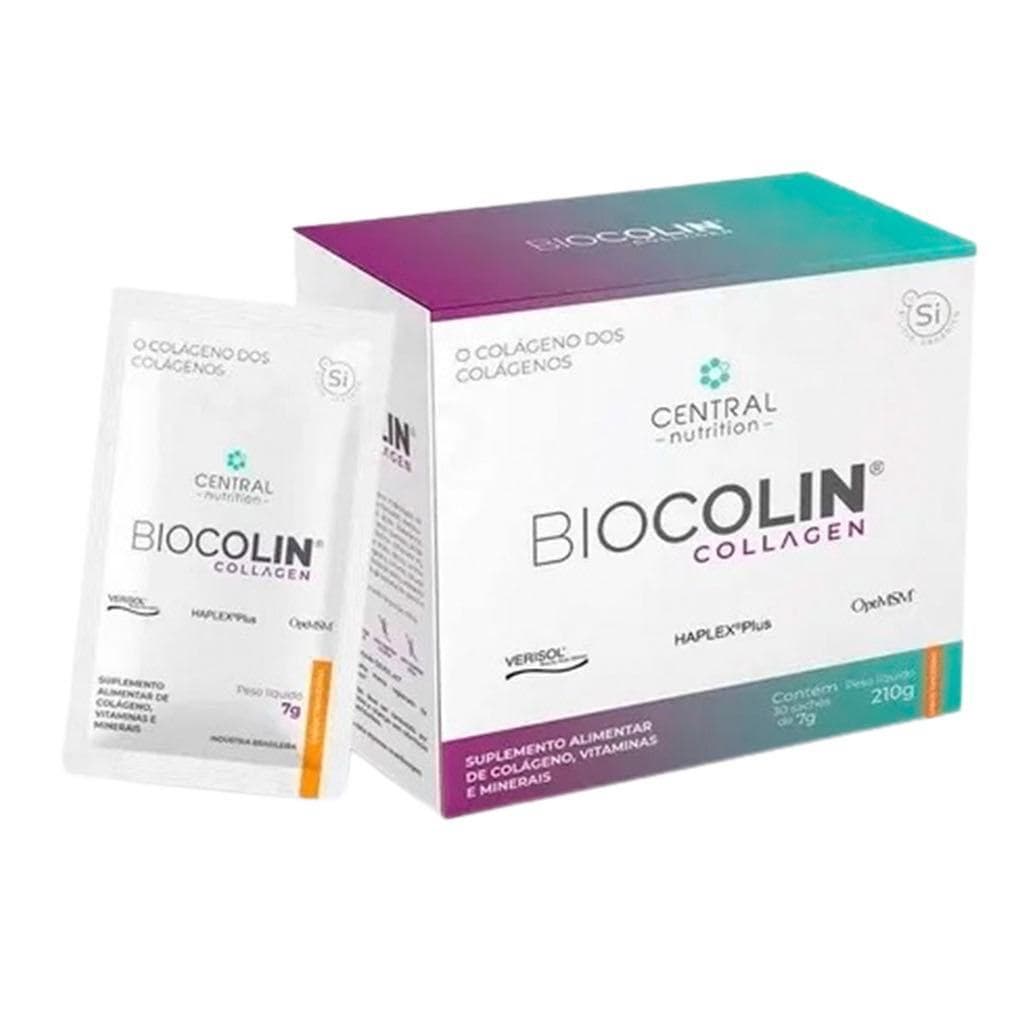 Biocolin Collagen 30 sachês 7g Sabor Tangerina - CENTRAL NUTRITION Colageno.