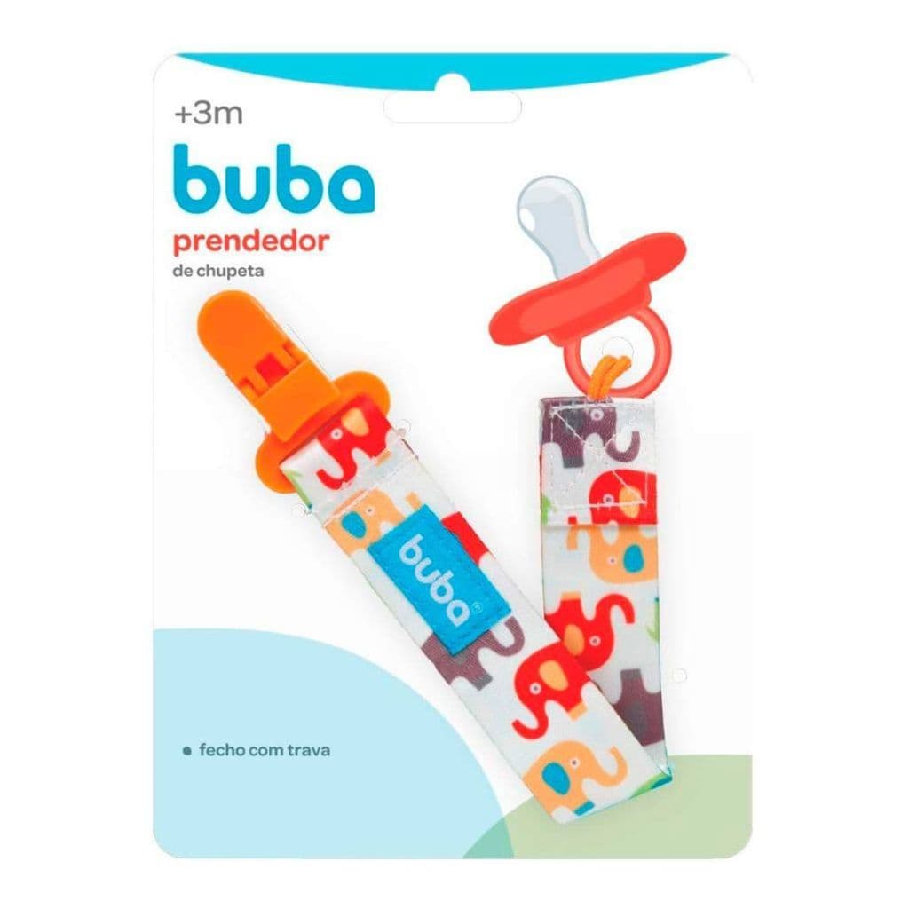 Buba Prendedor de Chupeta Elefantinho Universal Clip para Chupeta Bebê Seguro Original 7477