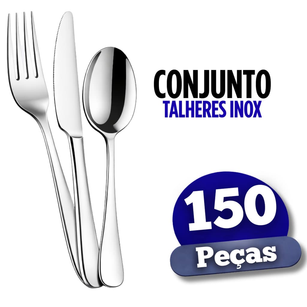Talheres Inox Garfos Colheres e Facas Kit Com 150, 72 e 36 Unidades