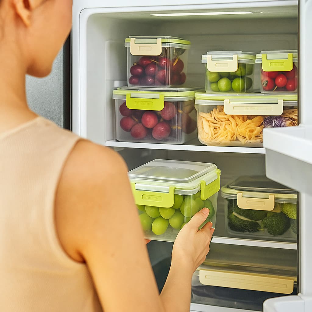 Kit 5 Potes Plástico Tampa Vedação Armazenamento Alimentos Mantimentos Vasilhas Cozinha Conserva Guarda