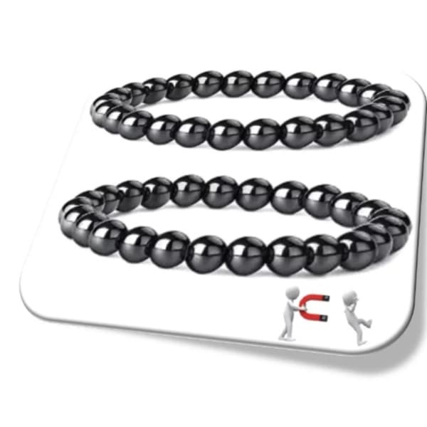 Kit 2 Pulseiras Hematita Magnetica Imantada 8mm Fio Duplo Reforçado Amuleto Protecao Unissex i25 Store
