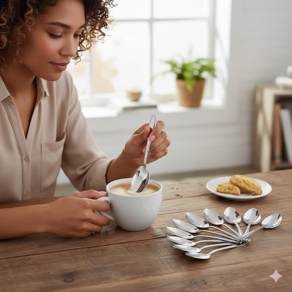 Kit 12 Colheres Café Inox Resistente Design Elegante Uso Diário