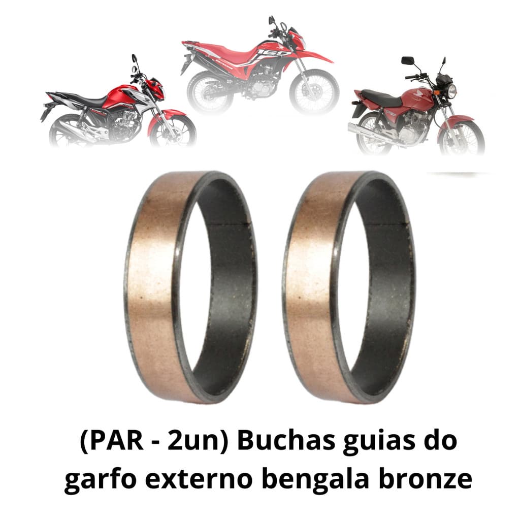 Bucha Guia Bronzina Garfo Externo Bengala Titan Fan 150 160 Bros 125 150 160 XRE 190 (Par)