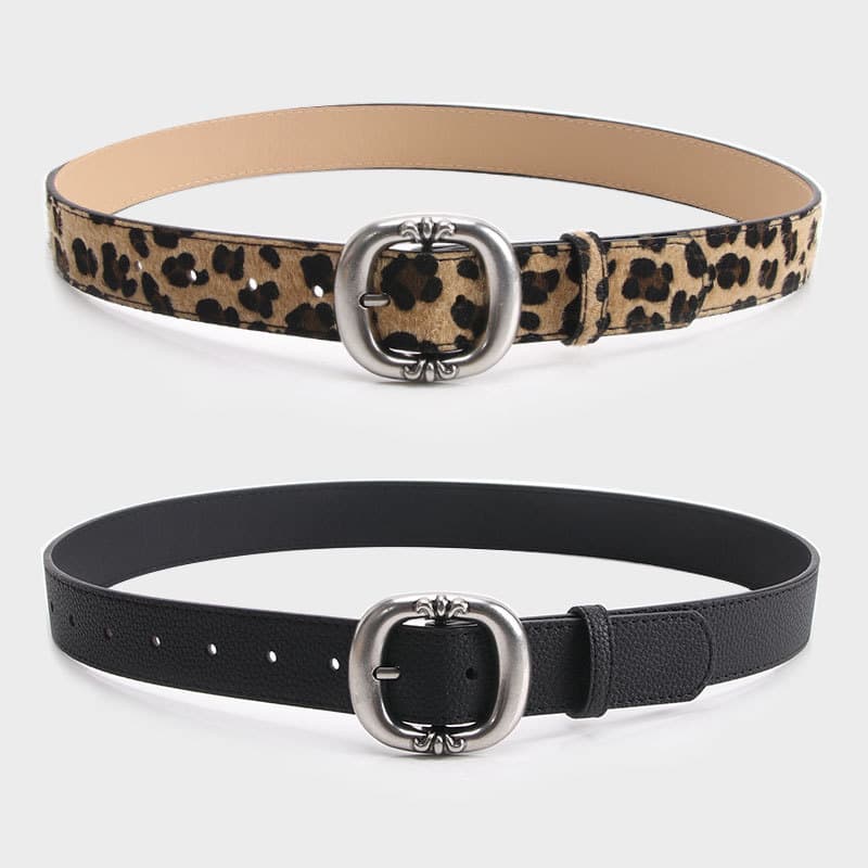 Legal jogo leopardo impressão peludo cinto feminino estilo americano na moda legal quente cinto feminino All-match Jeans