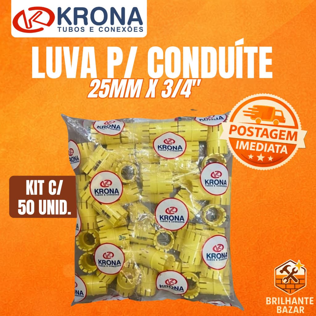Luva P/conduite Pvc Krona Amarela 3/4 Kit C/50
