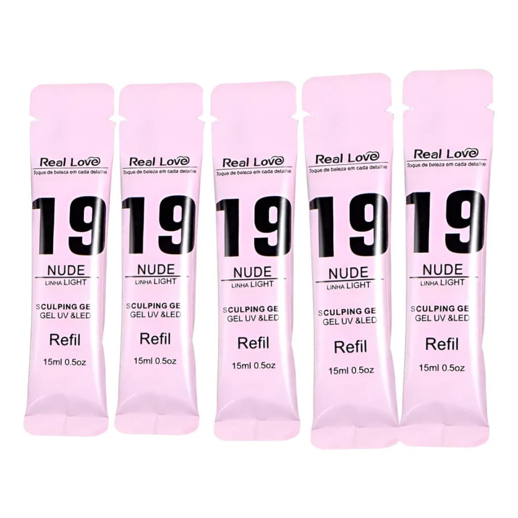 Kit C/5 Refil Gel De Alongameno 19 Nude Real Love 15 Ml