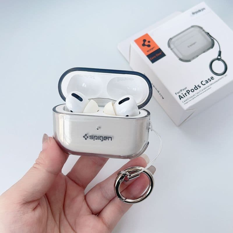 Spigen Capa de fone de ouvido de Silicone transparente  adequada Apple Airpods pro 3, AirPods 4/3 proteção resistente a