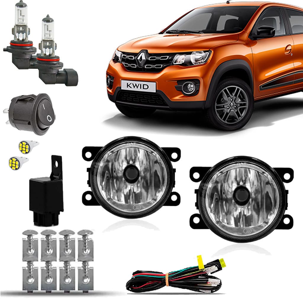 Kit Farol Milha Neblina Auxiliar Farolete Completo Renault Kwid 2017 18 19 20 21 22 23 2024