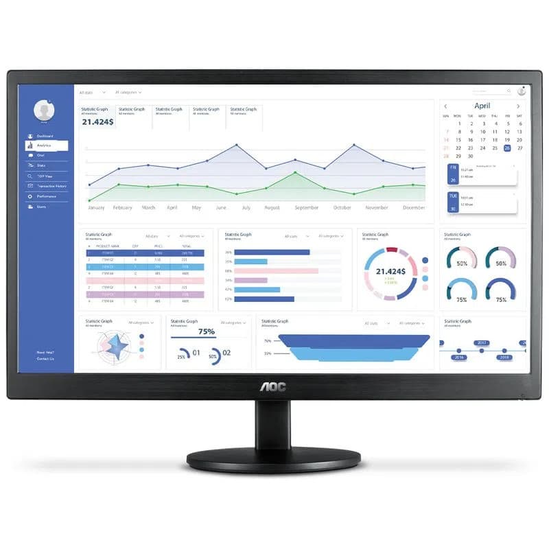 Monitor AOC 18.5" E970SWHNL HDMI VGA 18.5" LED HD 60Hz Widescreen Preto