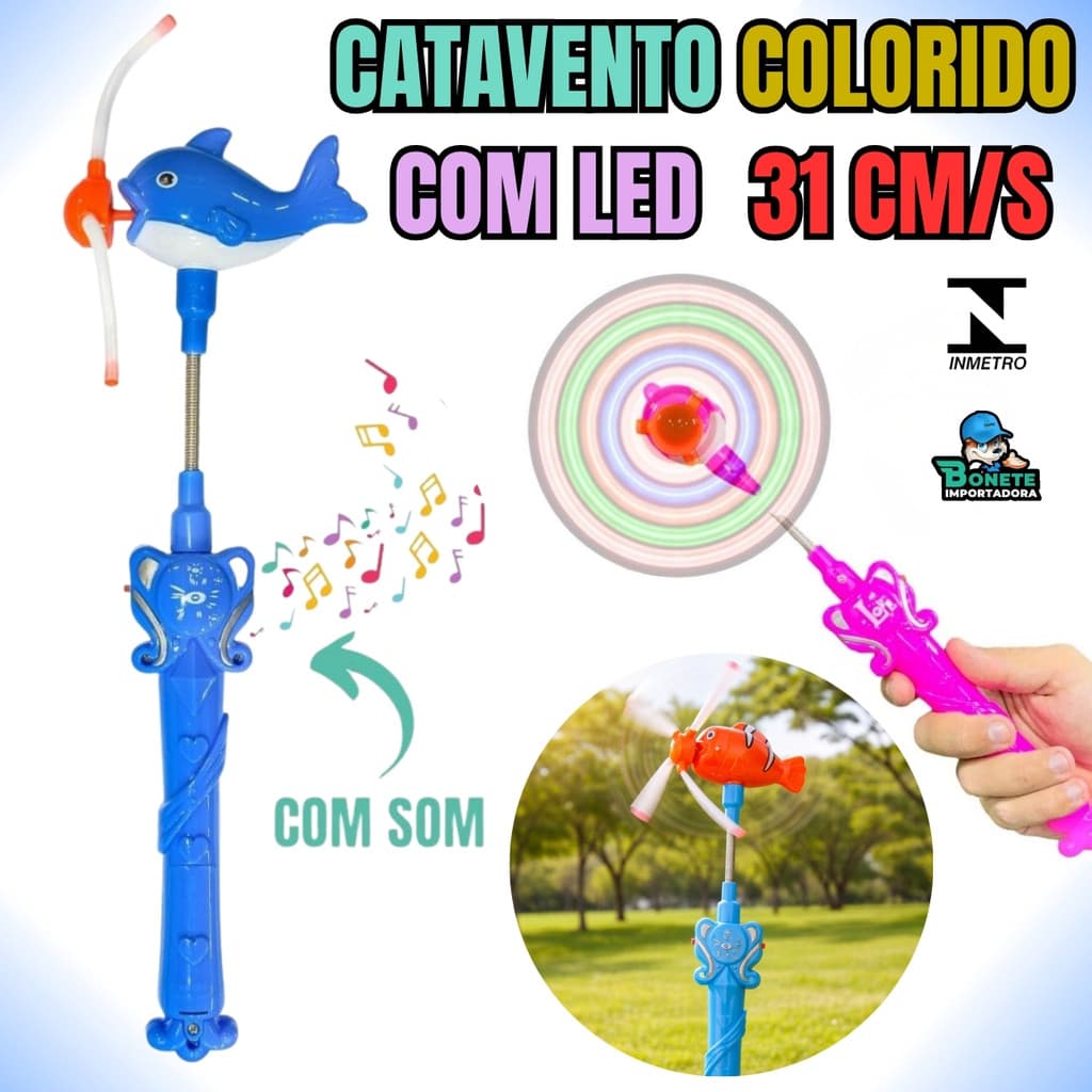 Catavento Infantil Gira-Gira com Peixinho Brinquedo Divertido para Crianças