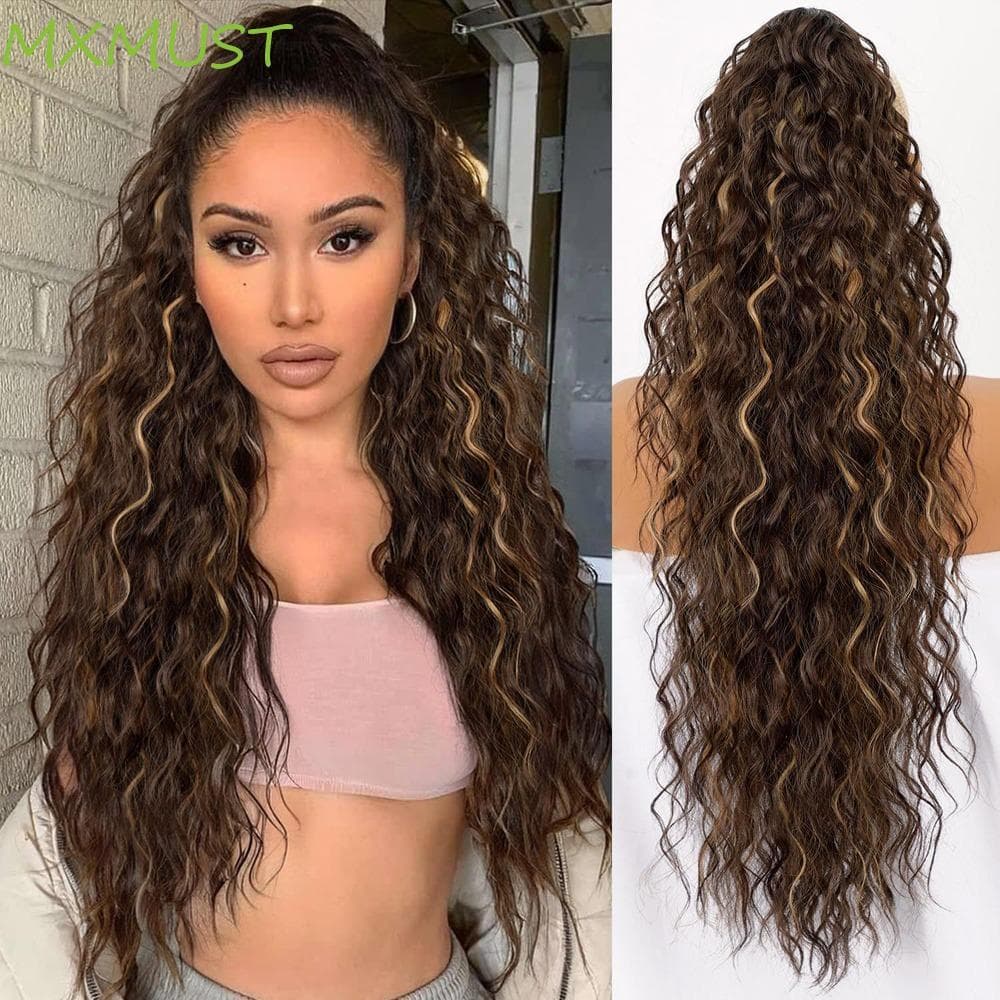 MXMUST Peruca De Rabo De Cavalo Com Clipe De Garra , Ombre Em Encaracolado Longo E Ondulado , Extensão
