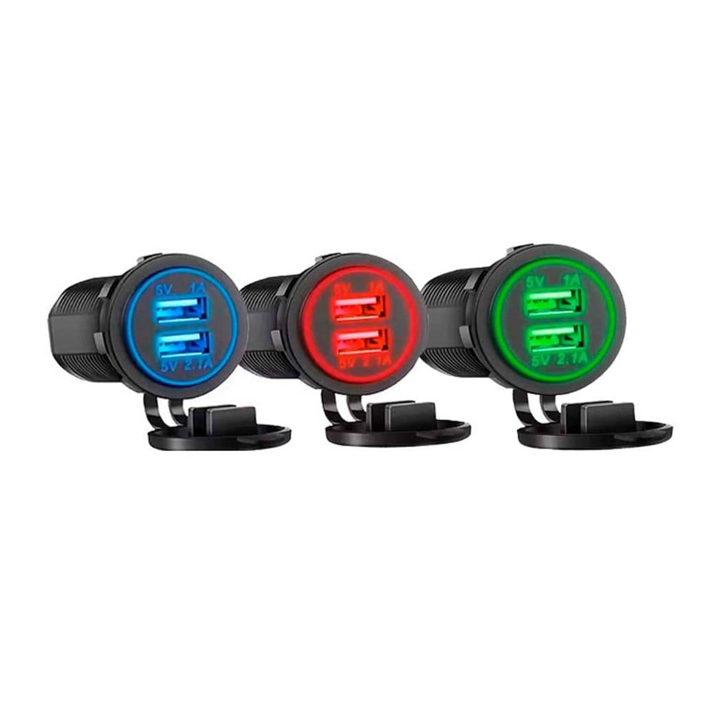 Tomada USB Veicular Dupla Carregador Rápido 12V 24V