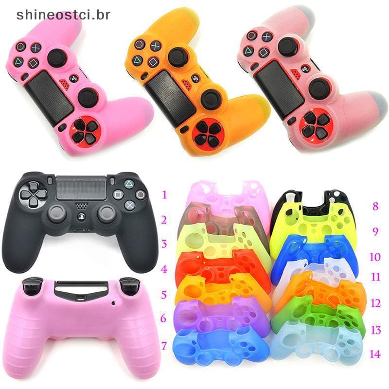 SHINE Capa Protetora De Silicone Macio Para Controle De Playstation 4 , Gamepad PS4 Com Tampas Joysti ,