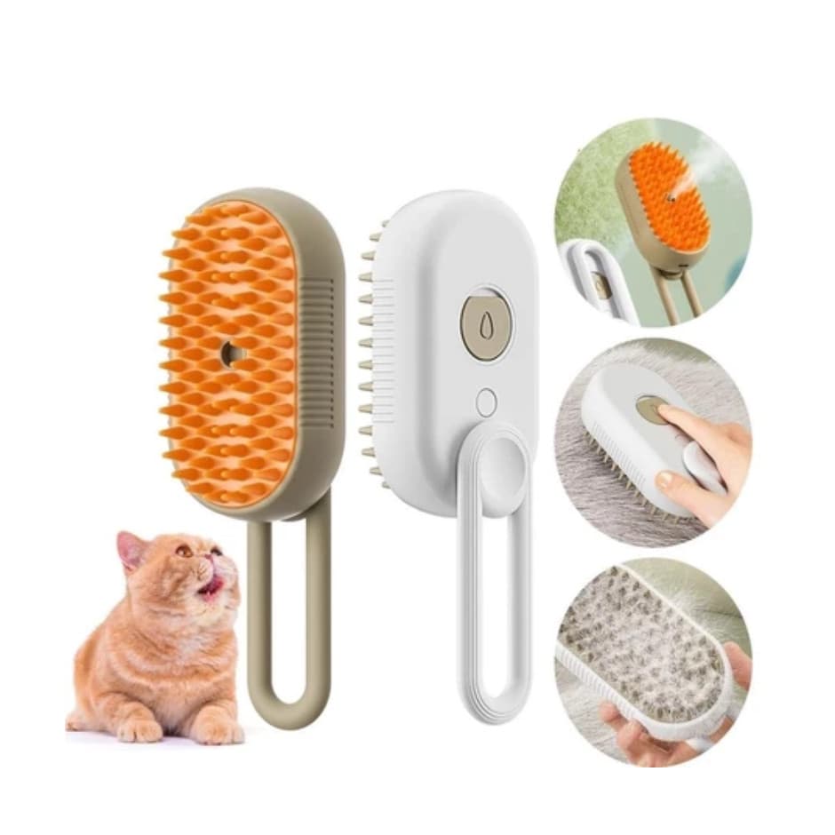 Escova A Vapor Para Gatos Cães 3 Em 1 Escovas Elétricas De Pêlos Pentes De Massagem Animais De Estimação Remoção