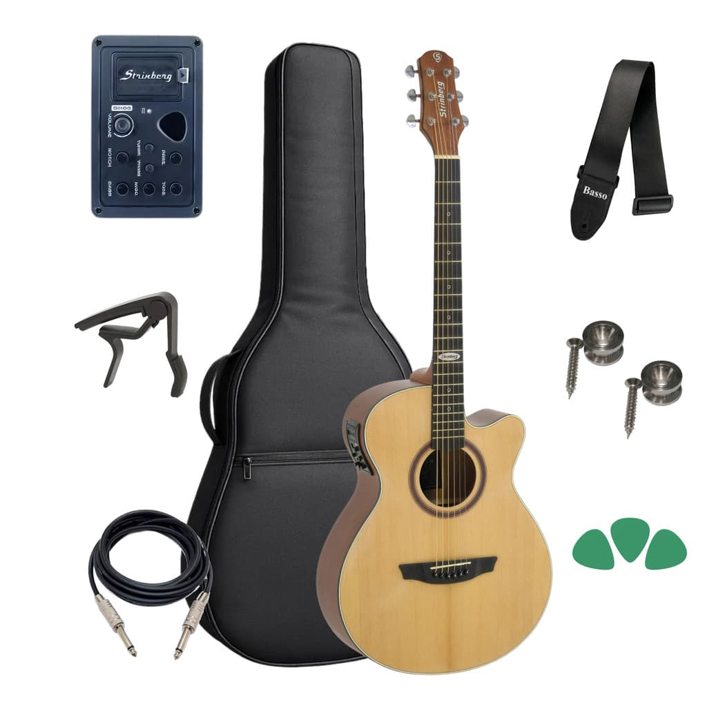 Kit Violão Strinberg Sa200 Natural Aço Elétrico Acessórios