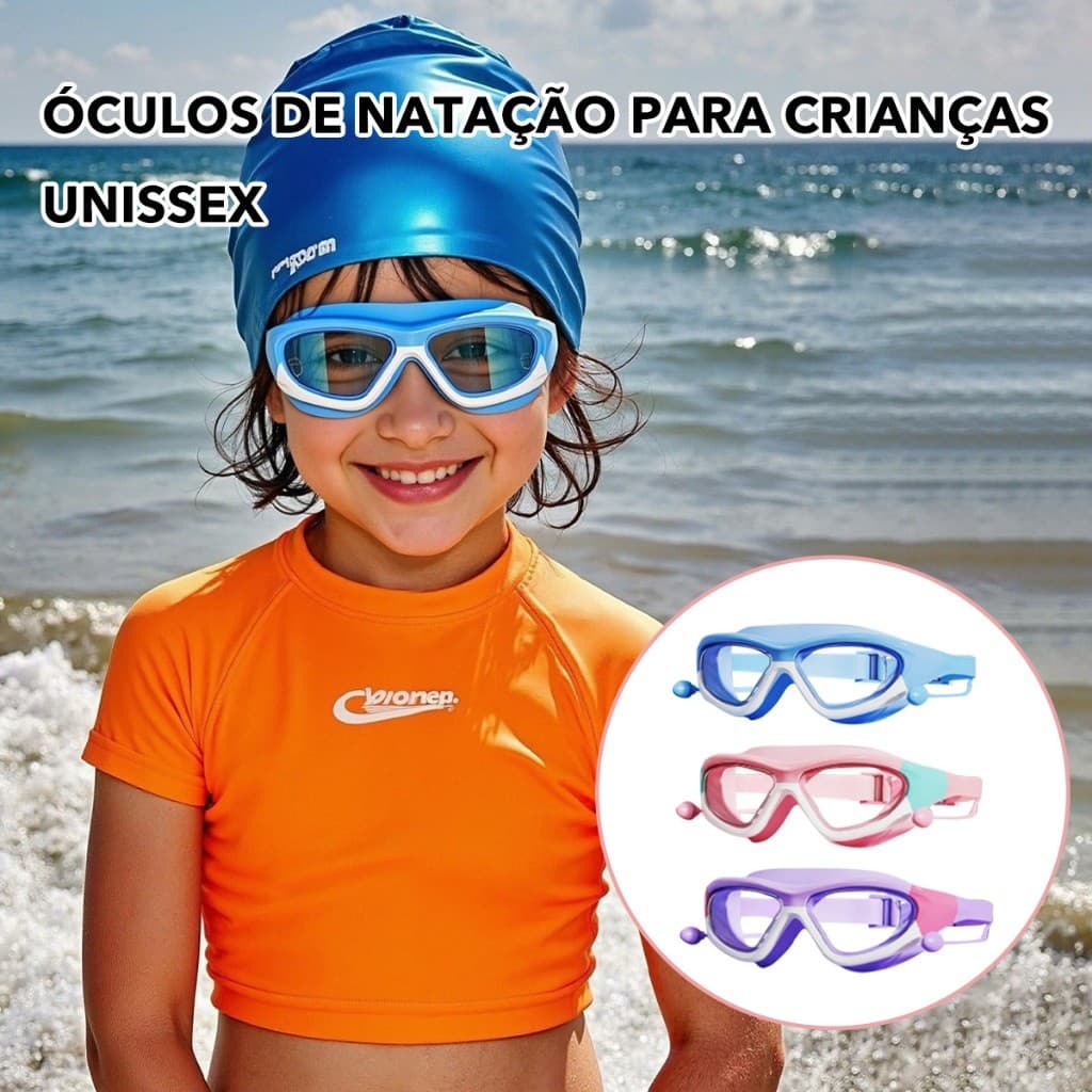 Óculos De Natação À Prova D'água Antiembaçante E HD Com Almofada De Ouvido Infantil Proteção Completa Para Olhos Ouvidos