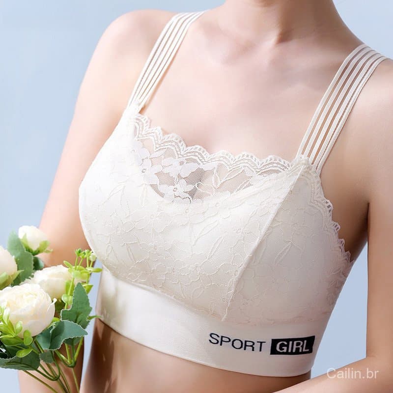 Sutiã Esportivo de Renda Confortável para Mulheres Sem Arame [HBC]