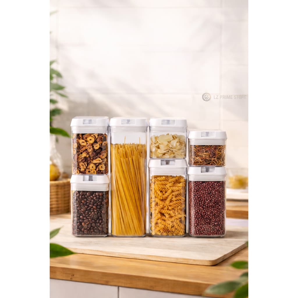 Potes Organizador Mantimentos Cozinha Tampa Vedação Oferta 7 Peças Herméticos Acrílico Transparente