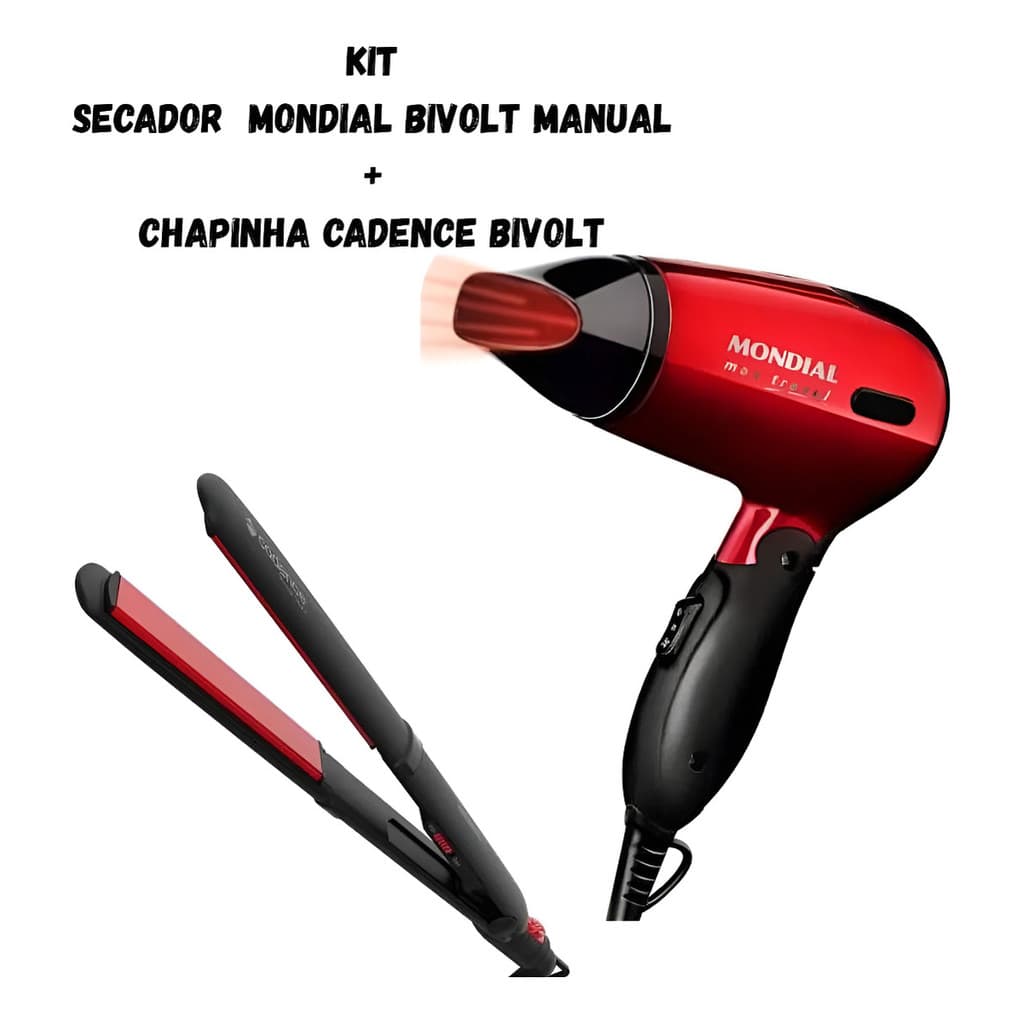 Kit Secador Mondial E Chapinha Alisadora Cadence Bivolt 127/220v
