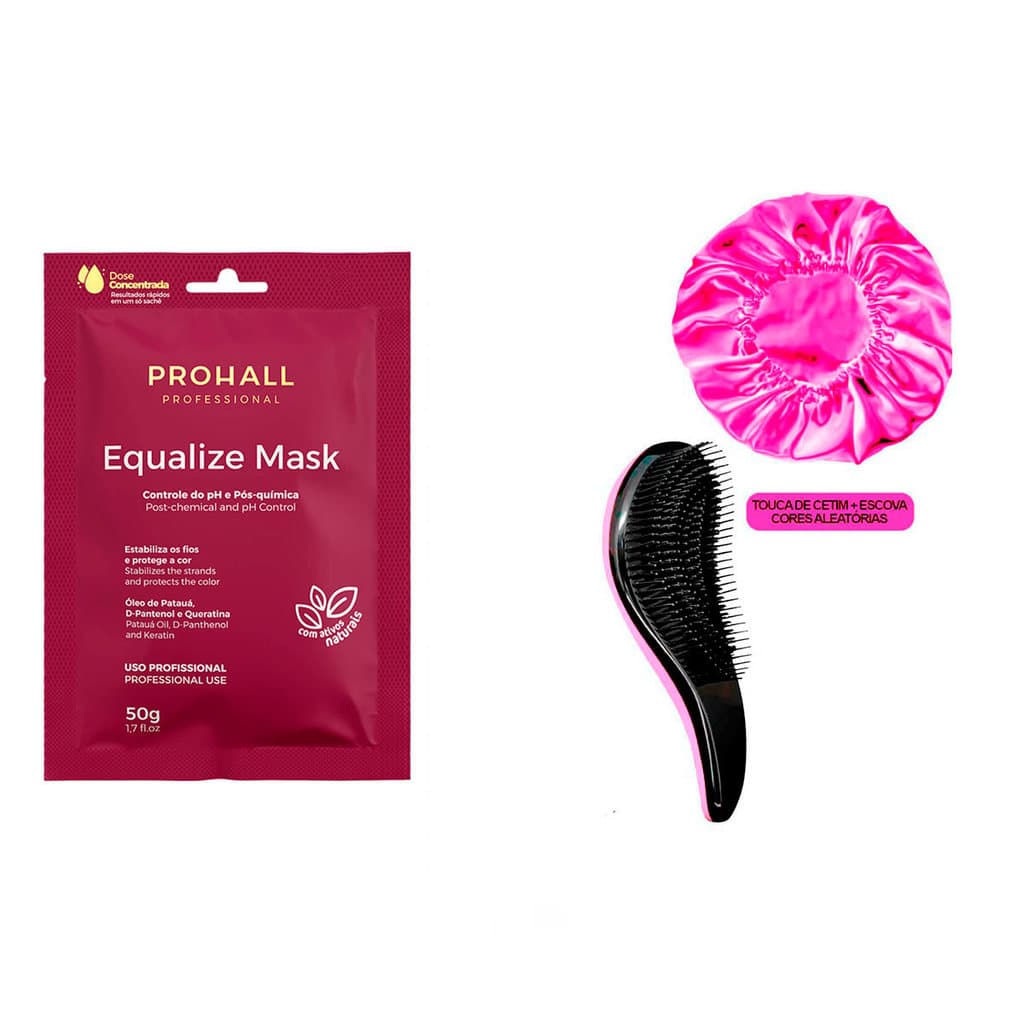 Mini Equalize Mask Prohall 50g Controle de PH +Escova e Touca