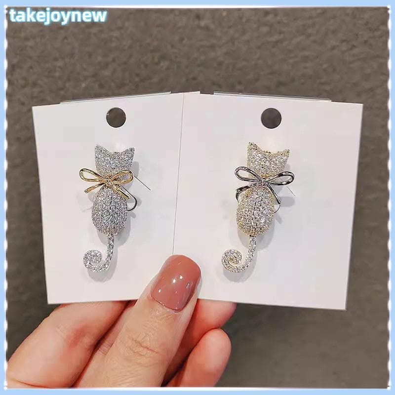 [takejoynewBR] Moda Strass Gato Broches Pino Para Roupas Femininas Casaco Jóias Acessórios De Festa Presentes Tbr