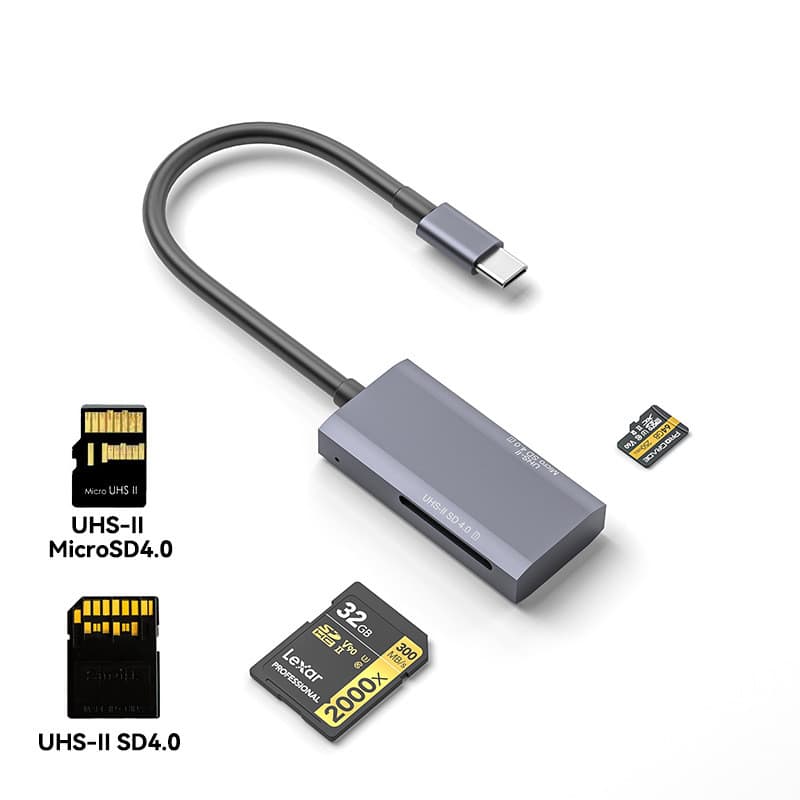 Leitor de cartão OTG multifuncional de alta velocidade tipo C a 4.0 UHS-II PUSH V90 SD/TF