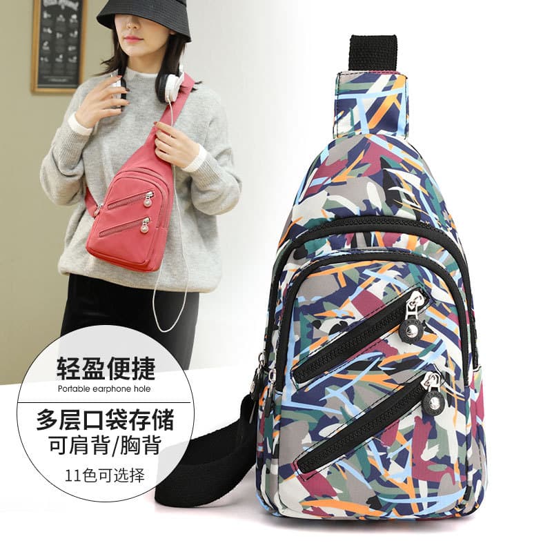 Novo estilo de lona de bolso multicamadas leve bolsa de peito feminina bolsa mensageiro de grande capacidade versão core