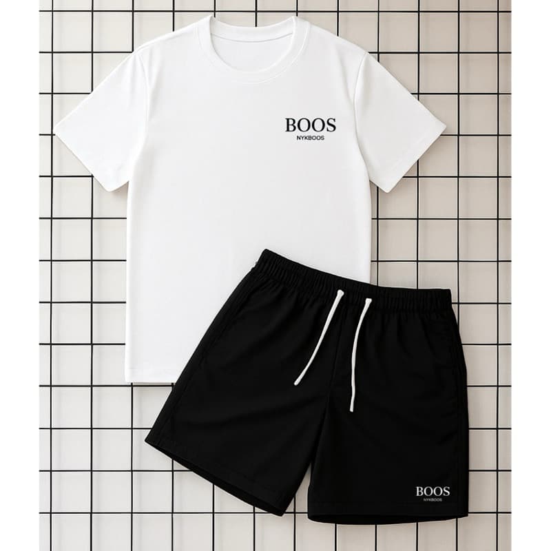 Kit Camisa Algodão e Short Tactel Conjunto Masculino Treino Academia