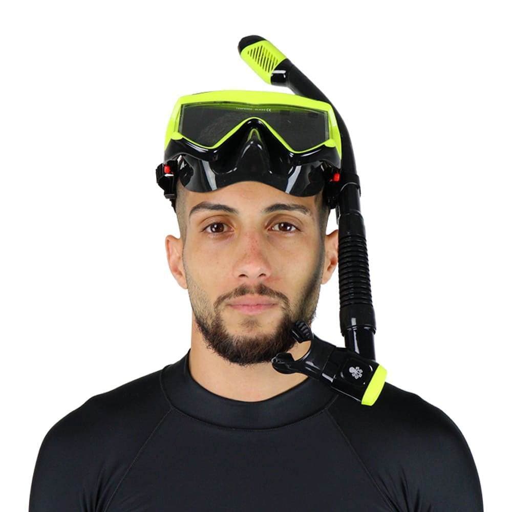 Kit De Mergulho Panorâmico Dry Dive Motion - Preto/Limão