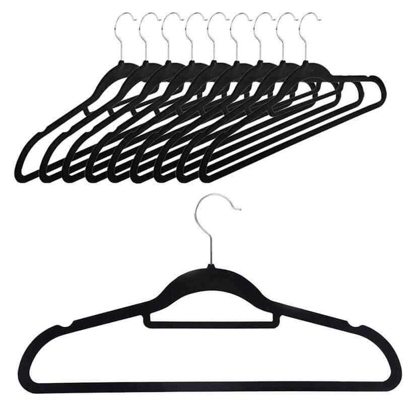 Kit 10 Cabide de Veludo Preto 42cm Antideslizante Slim Qualidade Exclusiva Profissional