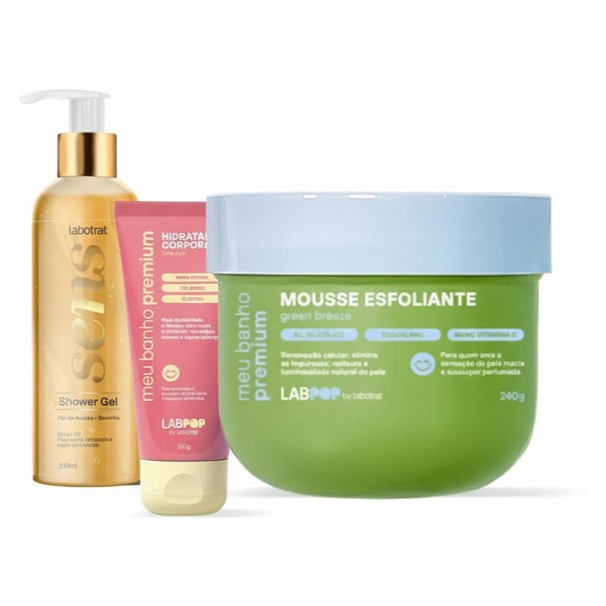 Kit Mousse Esfoliante + Shower Gel + Hidratante Corpo