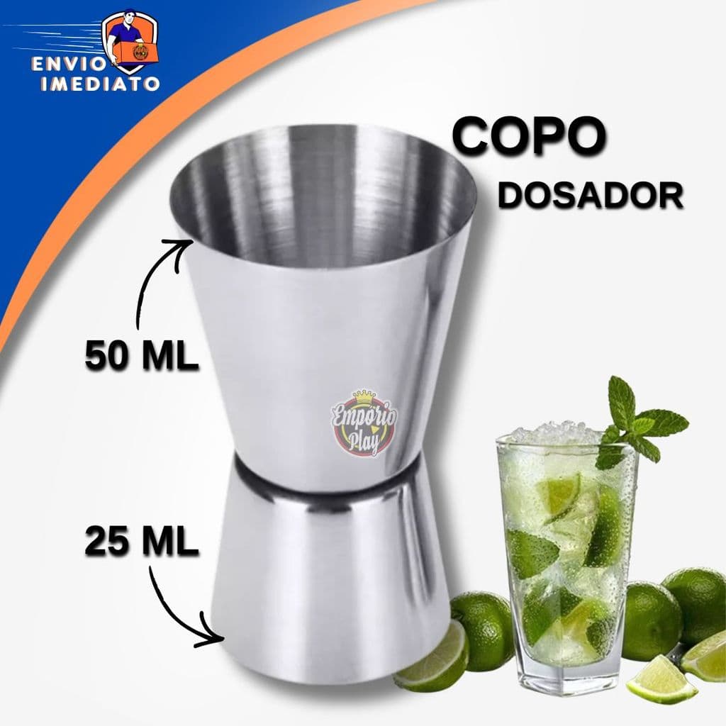 Copo Dosador Medidor De Bebidas Drinks Duplo Barmen Inox 50/25ml