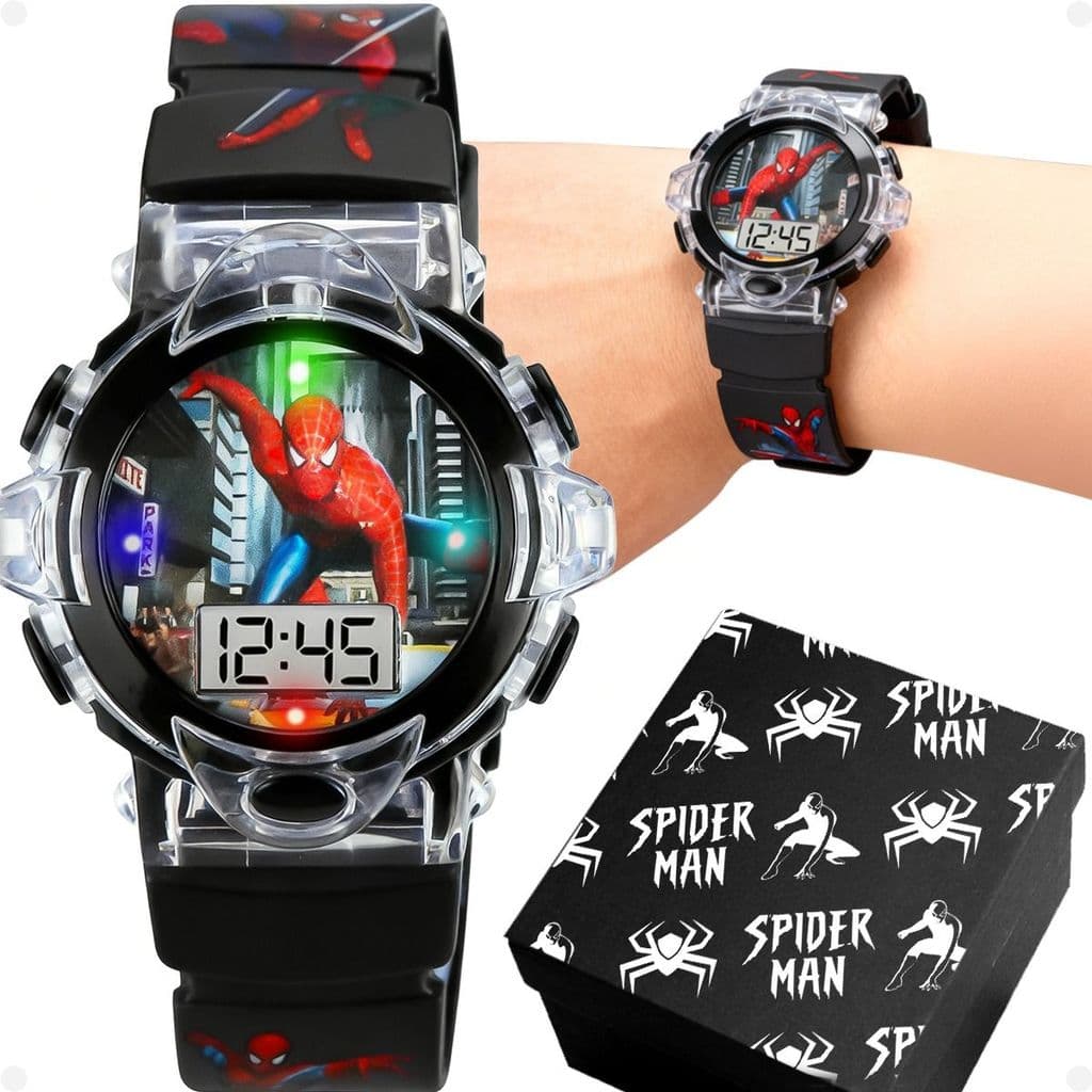 Relogio Infantil Digital Silicone Vermelho Aranha + Caixa presente esportivo criança heroi menino