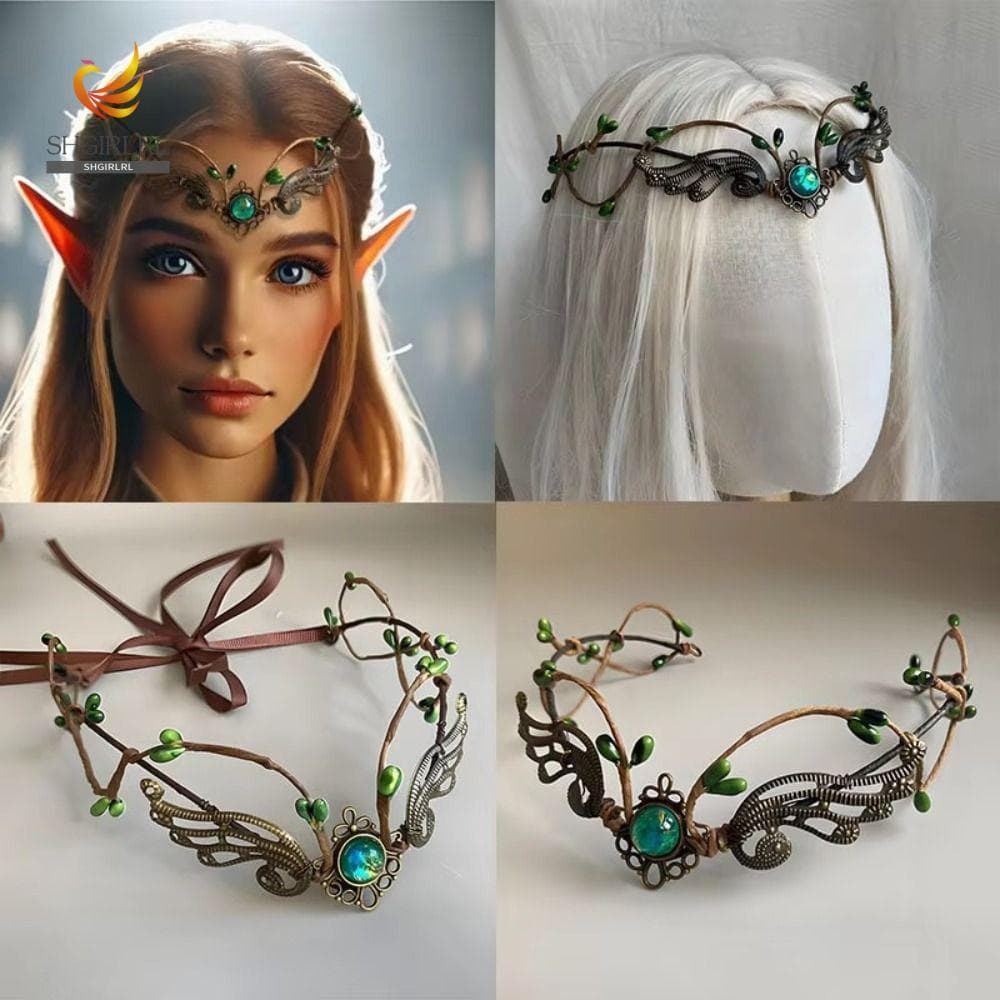 SHGIRLRL Coroa De Elfo , Capacete Estilo Noiva Com Design De Videira , Acessório De Casamento Tema De Bruxa , Floresta